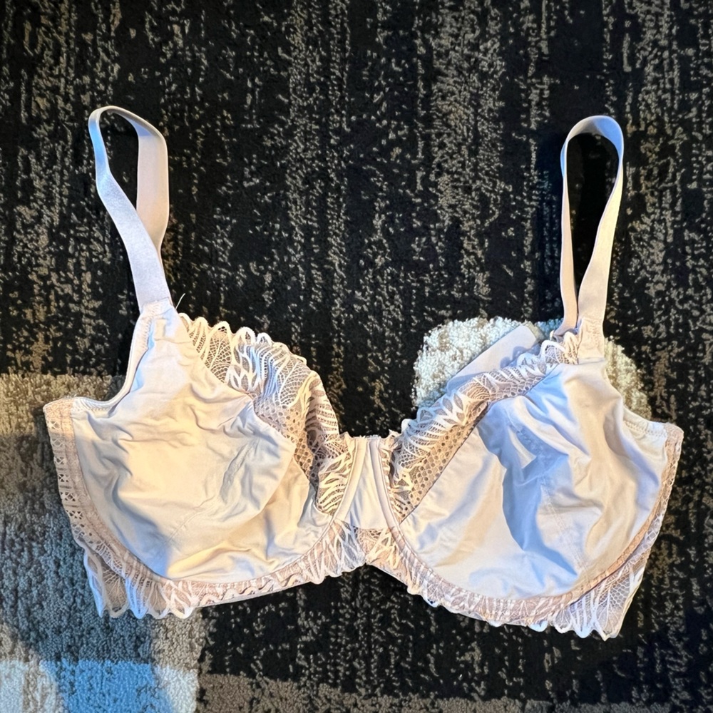 Elegant Lace Trim Bra in Cream